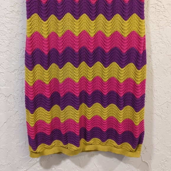 Electric & Rose Multicolor Crochet Zigzag Mini Dress Women's Size Large Vibrant - Picture 6 of 12